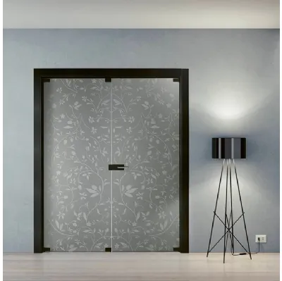 Porta per interni Alaska 3260 in vetro satinato sabbbiato con cornice in Rovere laccato di BiHome