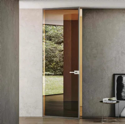 Porta per interni Filomuro Crystal Argento in vetro Reflex Bronzo e alluminio di BiHome