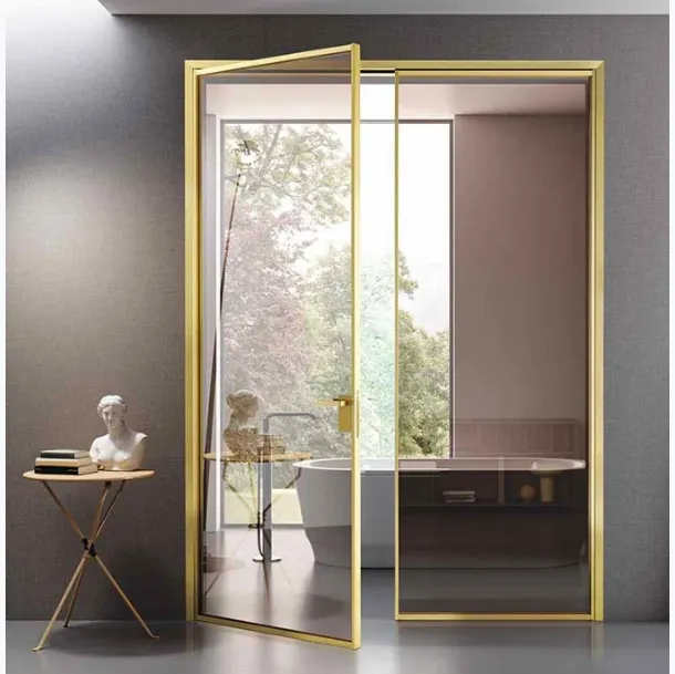 Porta per interni battente in vetro e alluminio Mini Tall Glass Gold di BiHome