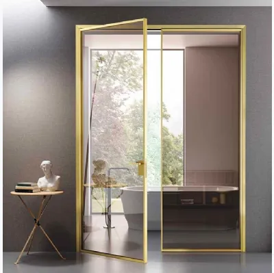 Porta per interni battente in vetro e alluminio Mini Tall Glass Gold di BiHome