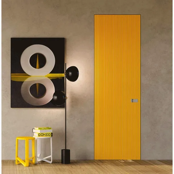 Porta per interni battente in laccato Giallo Filomuro Millerighe di BiHome