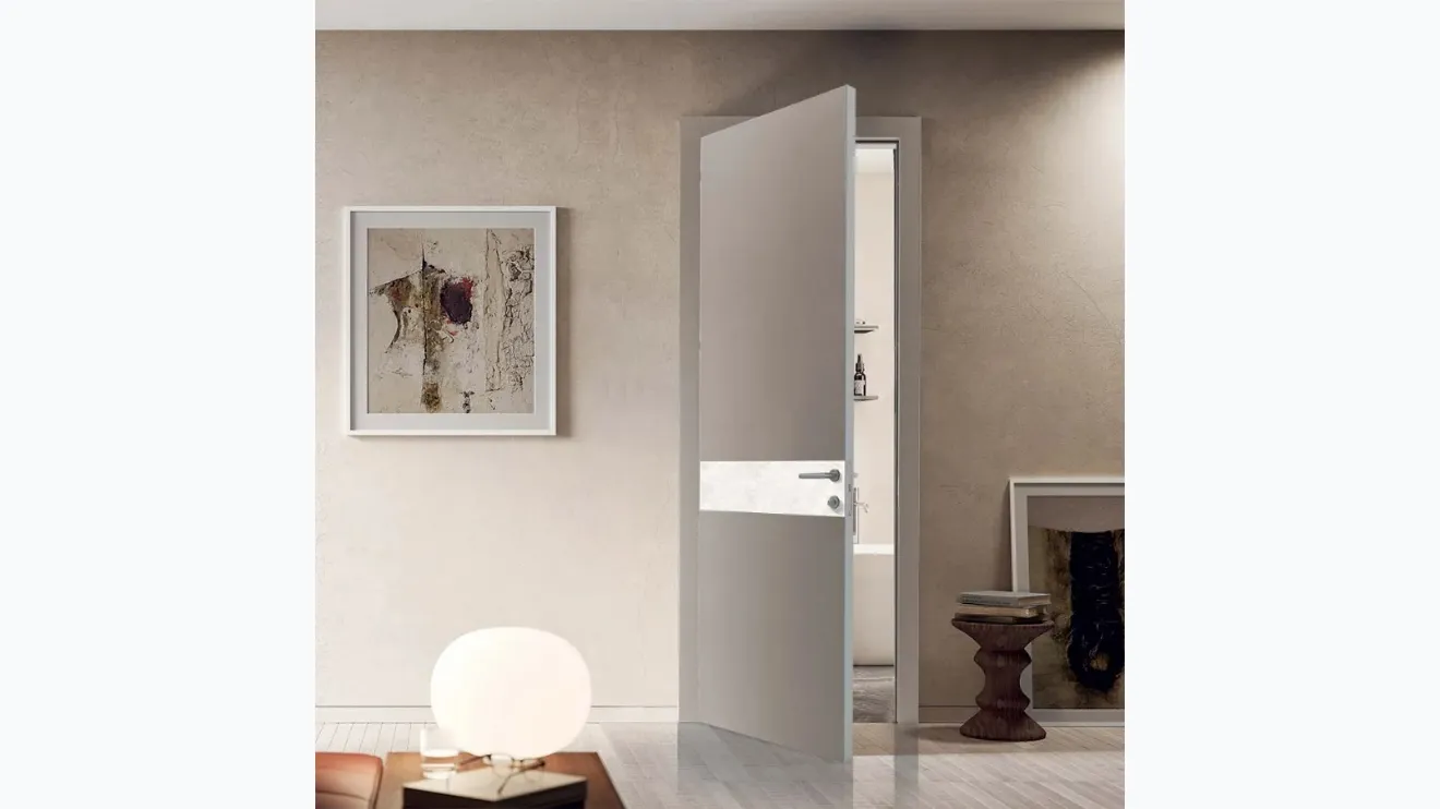 Porta per interni Fusion Nosy Diamond Cream con inserto in ceramica di Bertolotto