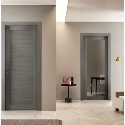 Porta per interni Grafite battente in laminato 301P e 301V in laminato e vetro di BiHome