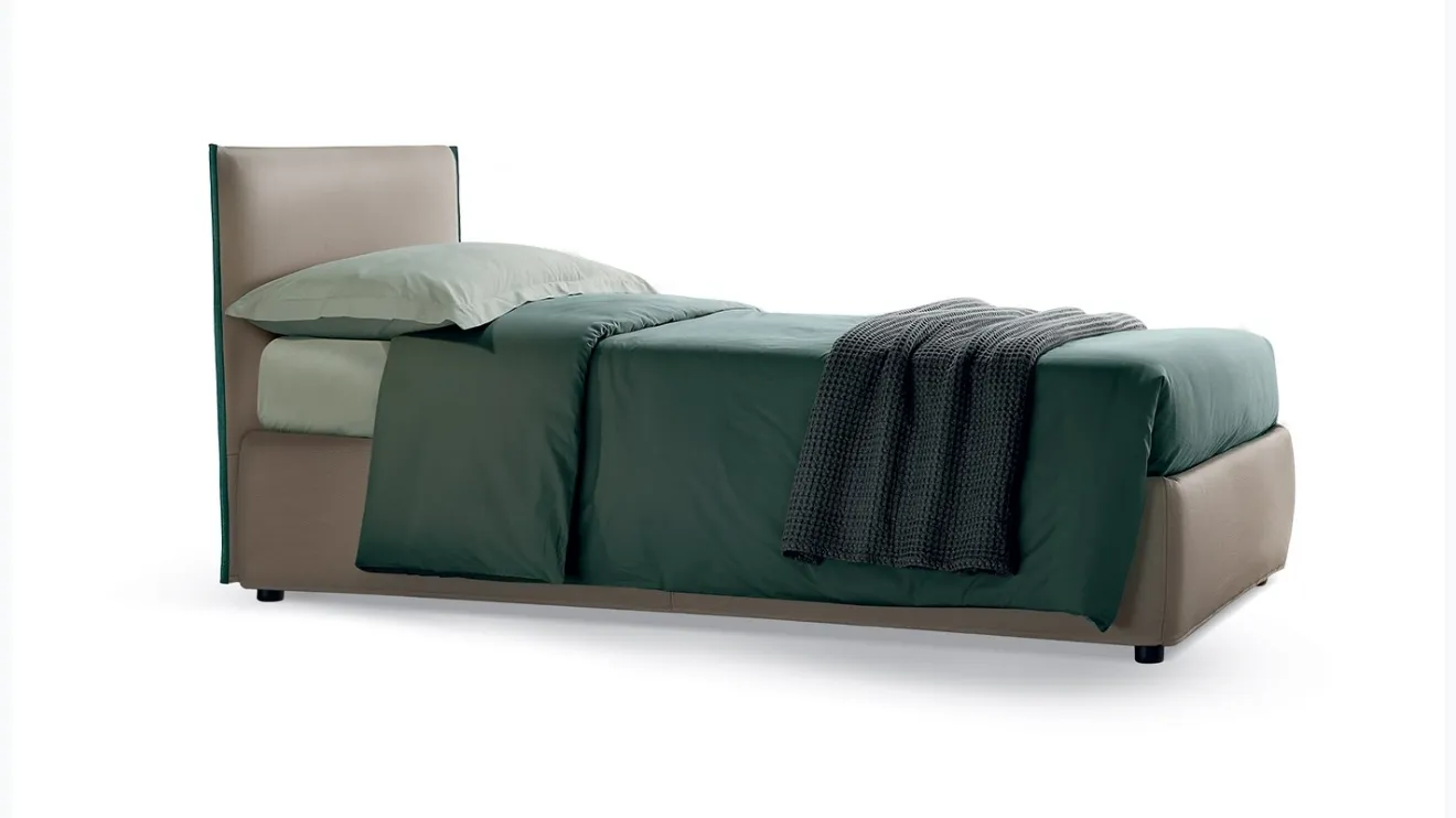 Letto singolo in pelle con testiera Dionisio Standard di Rosini Night