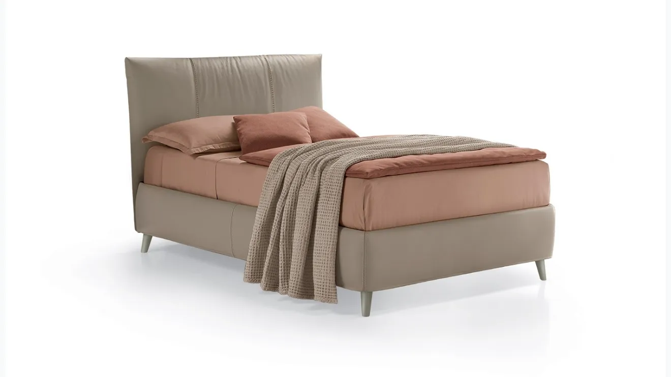 Letto singolo in pelle con testiera Era Elite di Rosini Night