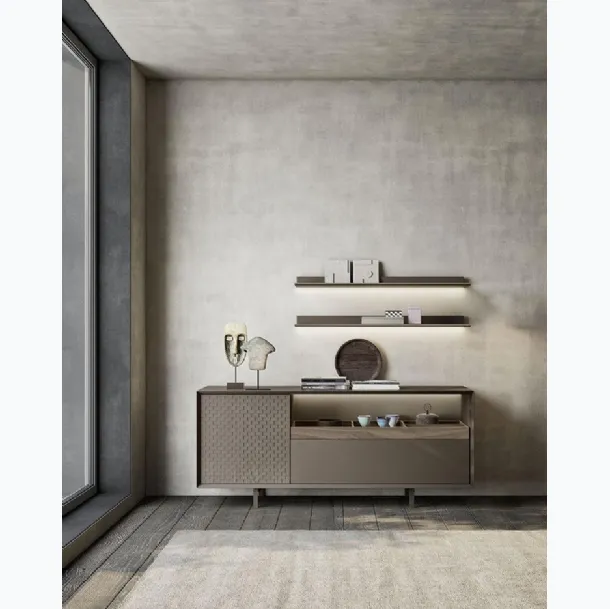 Madia Horizon Zen 1030 in laccato e legno intarsiato di Mobilgam