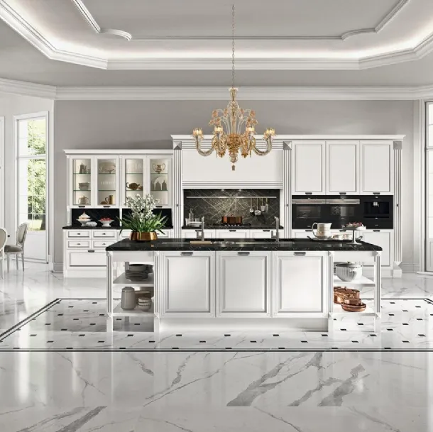 Cucina Classica con isola Elite 03 in laccato opaco di Astra