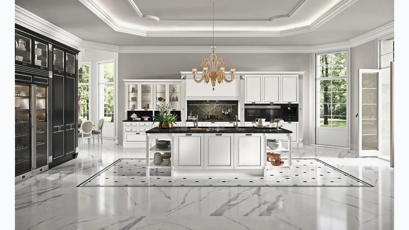 Cucina Classica con isola Elite 03 in laccato opaco di Astra