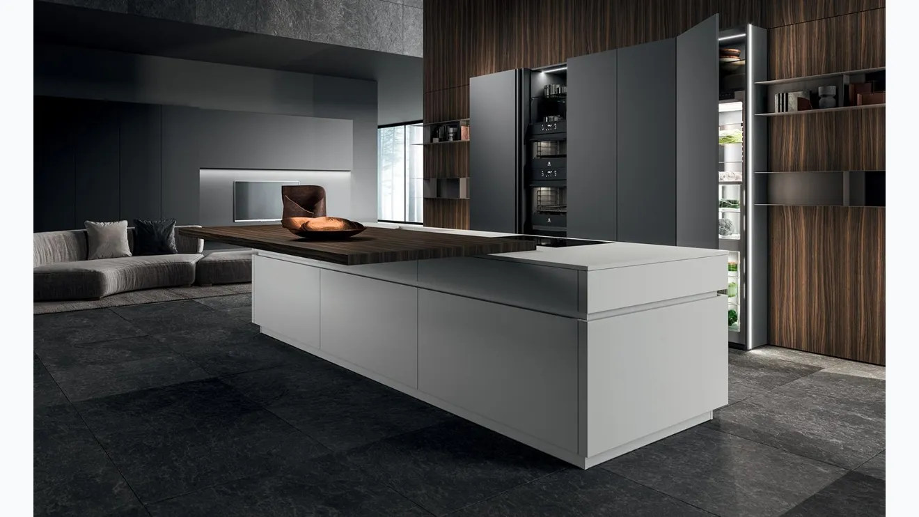 Cucina Design con isola HC08 03 Minimal in laccato e laminato di Astra