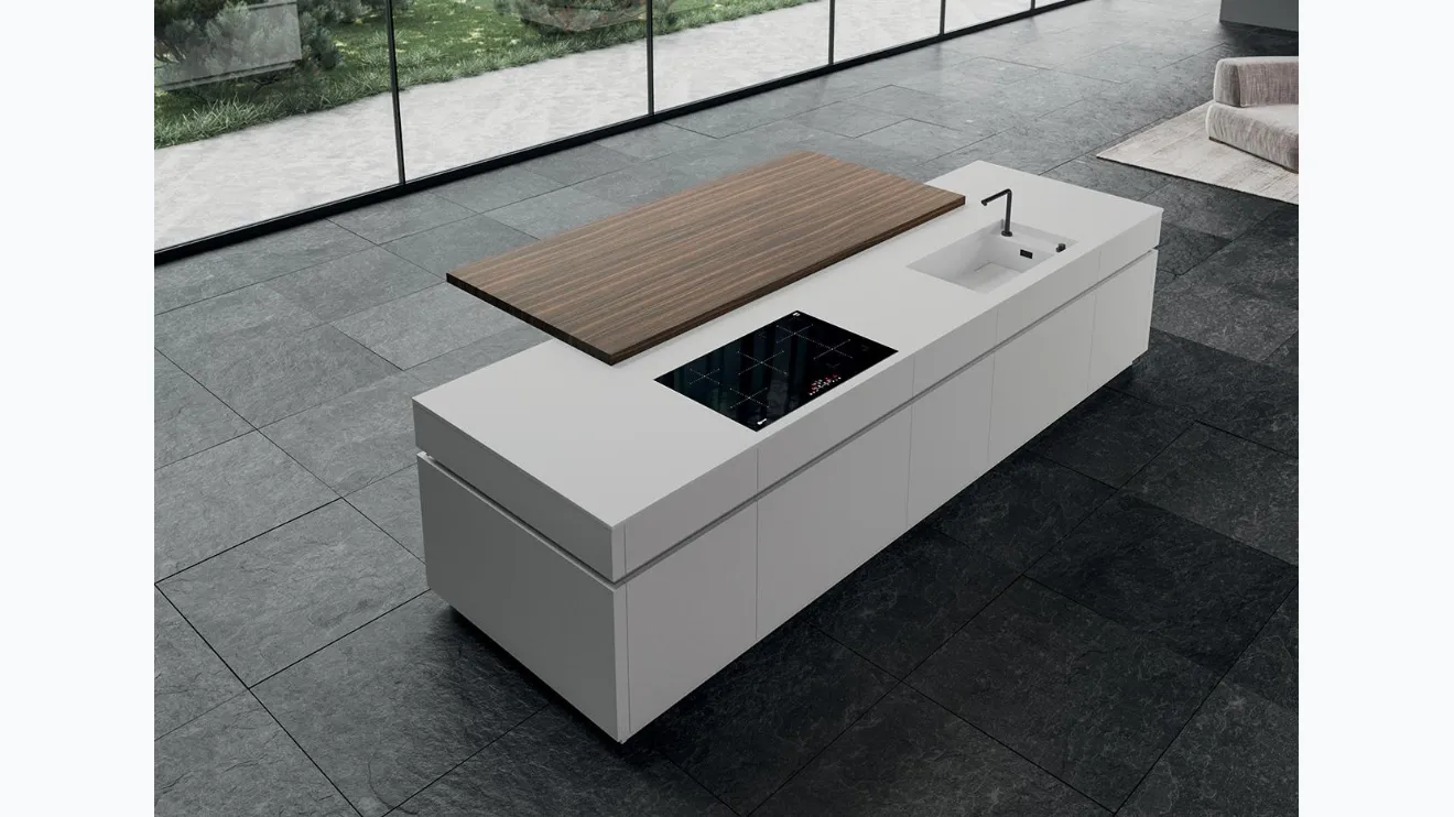 Cucina Design con isola HC08 03 Minimal in laccato e laminato di Astra