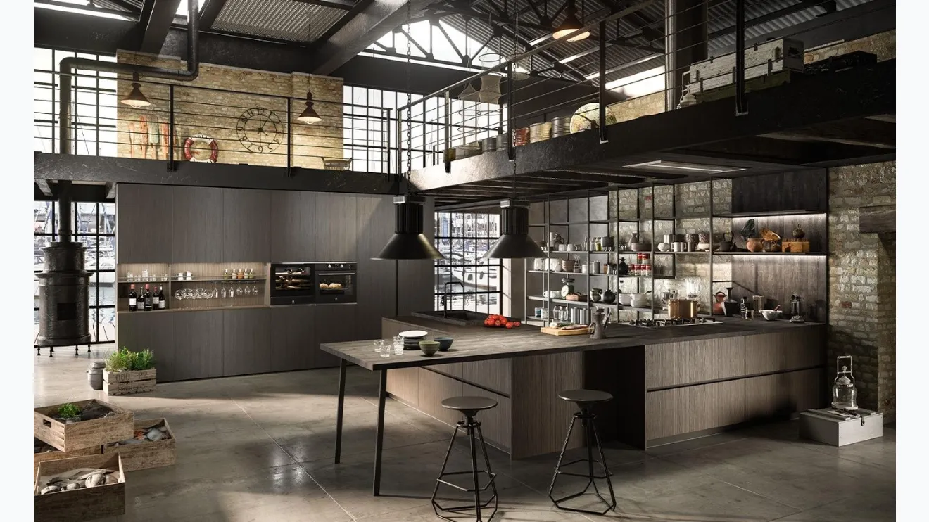 Cucina Design con penisola Industrial Kitchen 03 di Astra