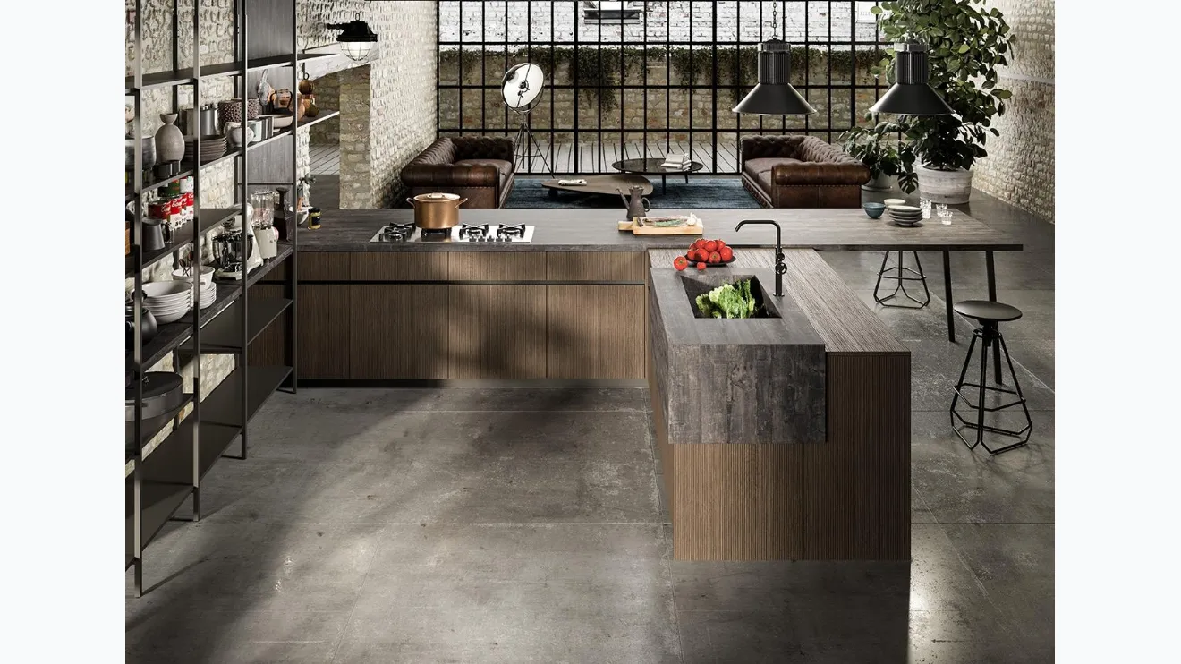 Cucina Design con penisola Industrial Kitchen 03 di Astra