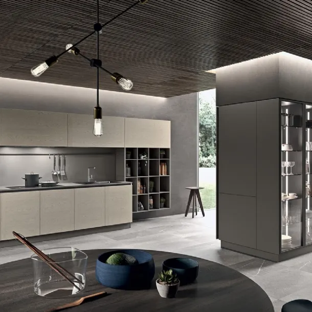 Cucina Design lineare Mood 04 in legno laccato di Astra