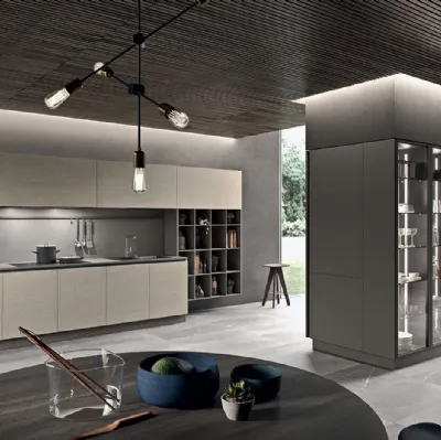 Cucina Design lineare Mood 04 in legno laccato di Astra