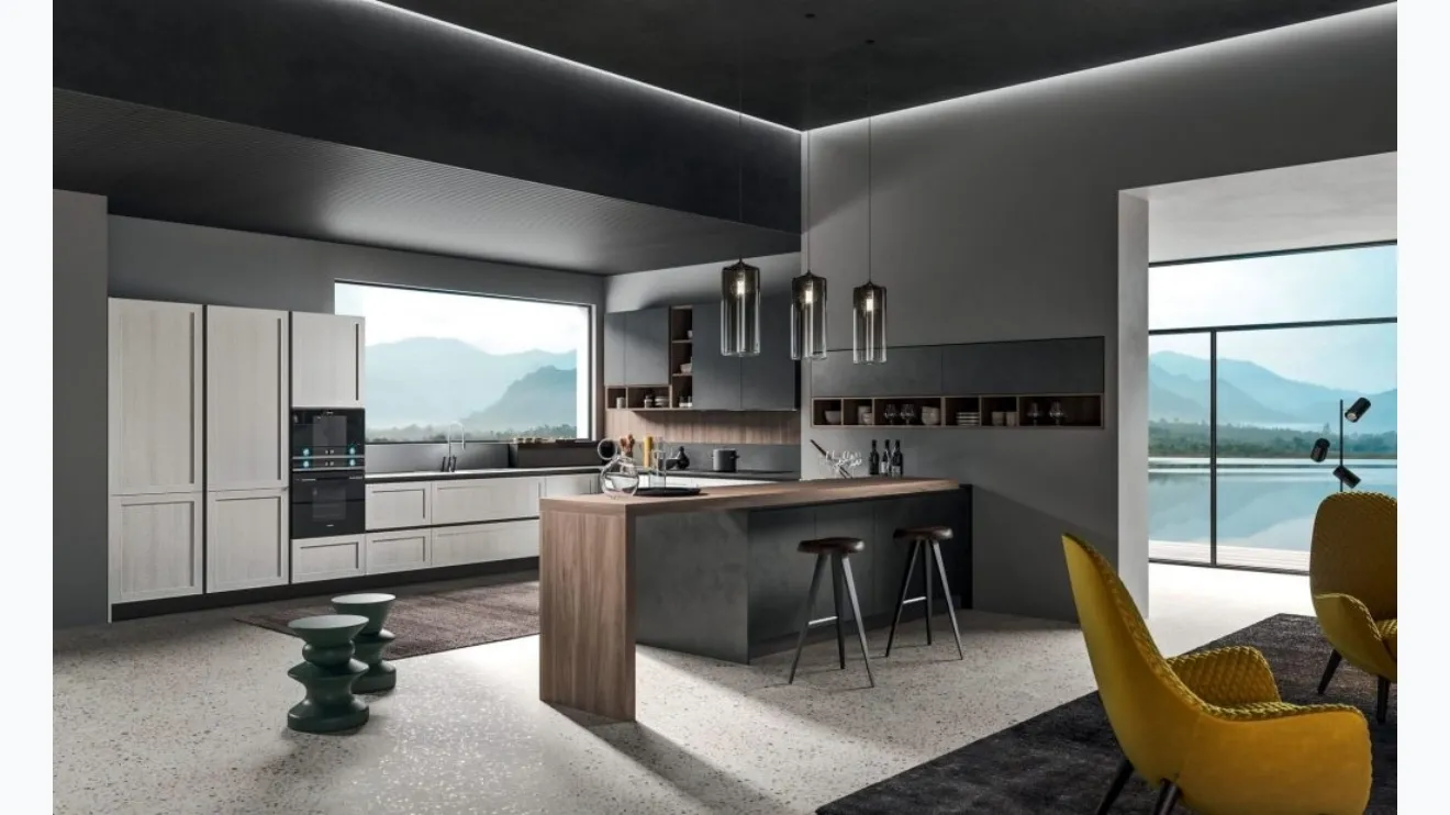 Cucina Moderna con penisola Time 12 in melaminico di Gentili Cucine